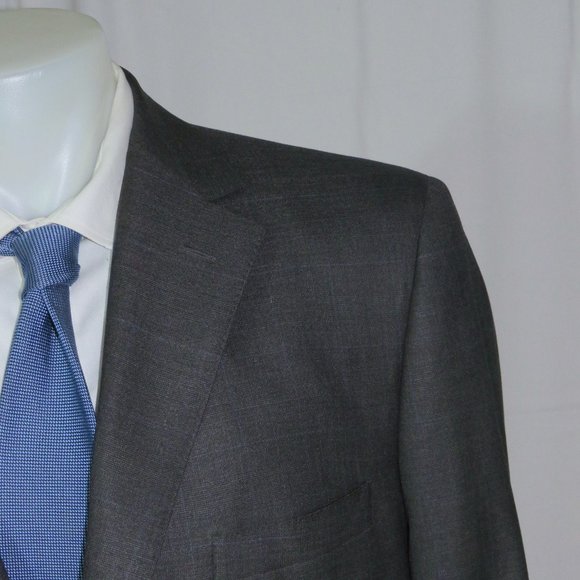 Apton's Greenwich CT Bespoke Gray Subtle Plaid Three Button Suit 44L